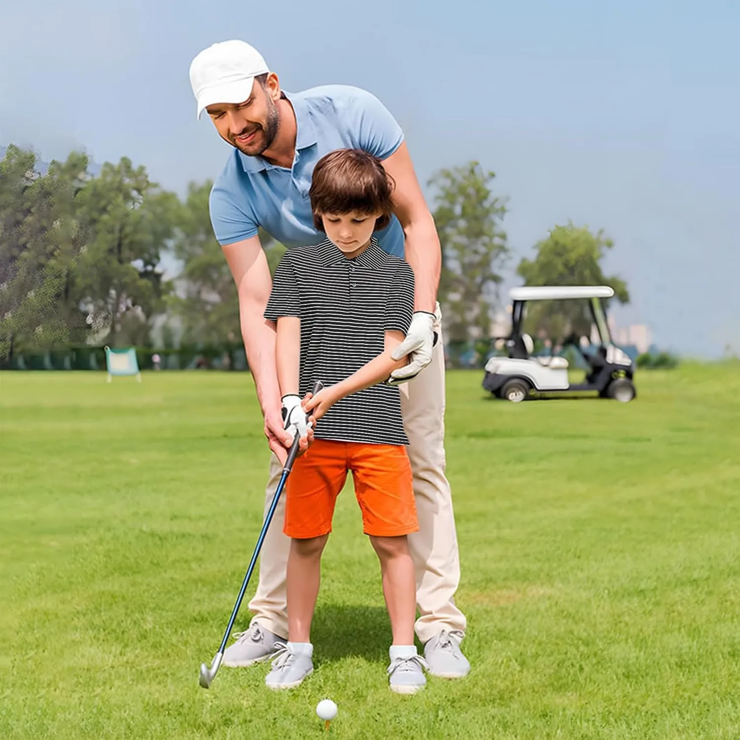 M MAELREG Boys' Polo Shirt Striped Short Sleeve Moisture Wicking Performance Stretch Active Casual Collared Kids Golf Shirt