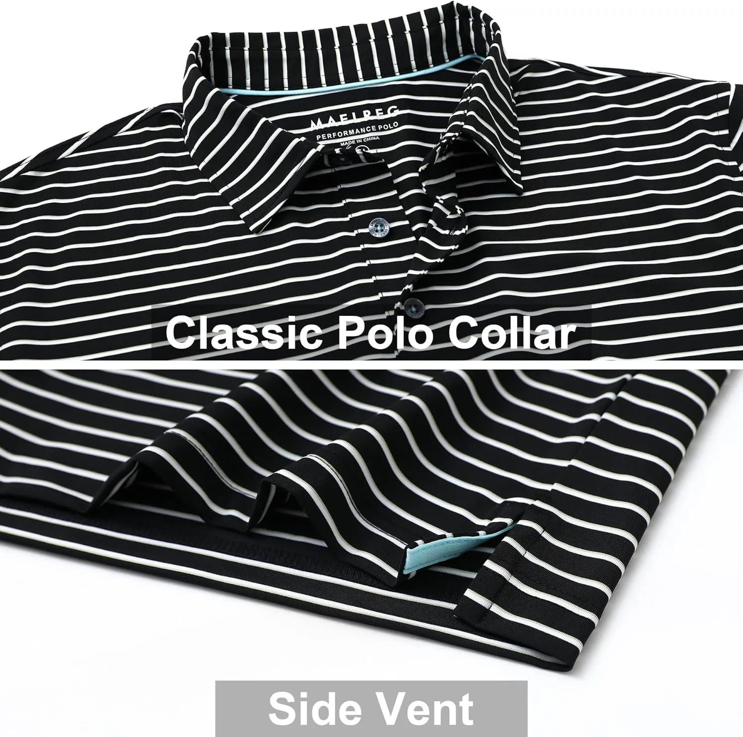 M MAELREG Boys' Polo Shirt Striped Short Sleeve Moisture Wicking Performance Stretch Active Casual Collared Kids Golf Shirt
