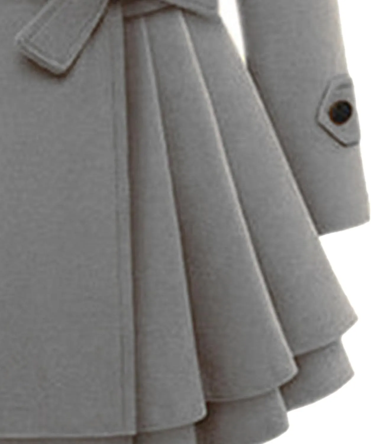 Maiyifu-GJ Womens Lapel Faux Fur Collar Wool Blend Trench Coat Vintage Double Breasted Long Jacket Casual Coat with Belt