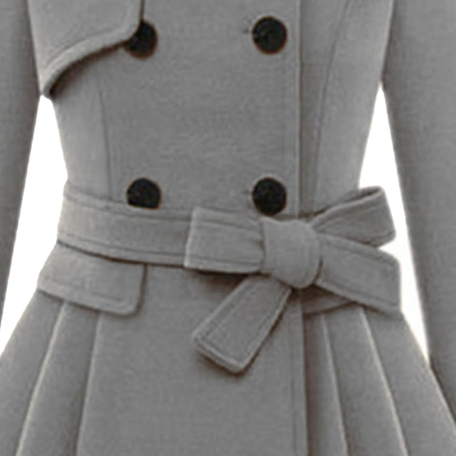 Maiyifu-GJ Womens Lapel Faux Fur Collar Wool Blend Trench Coat Vintage Double Breasted Long Jacket Casual Coat with Belt