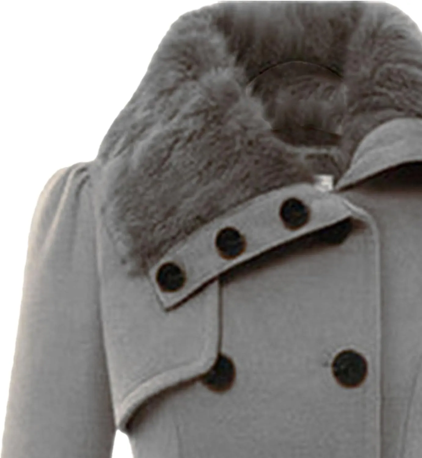 Maiyifu-GJ Womens Lapel Faux Fur Collar Wool Blend Trench Coat Vintage Double Breasted Long Jacket Casual Coat with Belt
