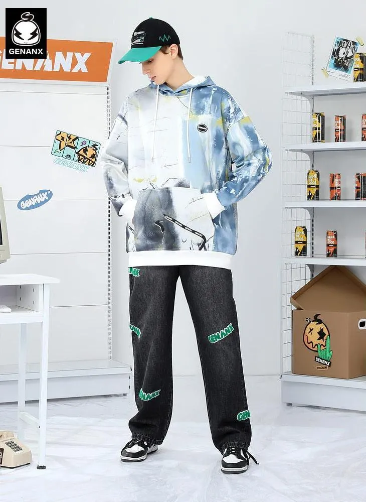 Marble Print Graffiti Space Cotton Hoodies