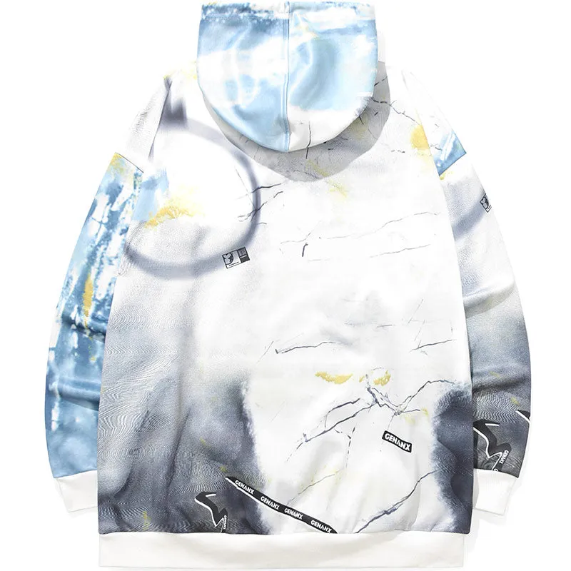 Marble Print Graffiti Space Cotton Hoodies
