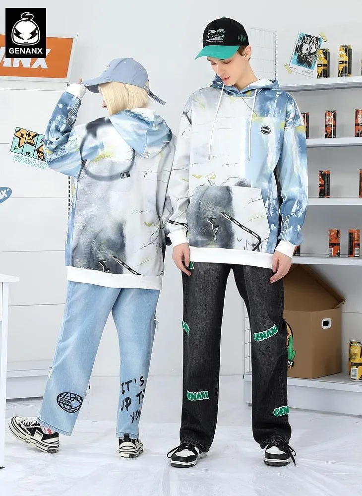 Marble Print Graffiti Space Cotton Hoodies