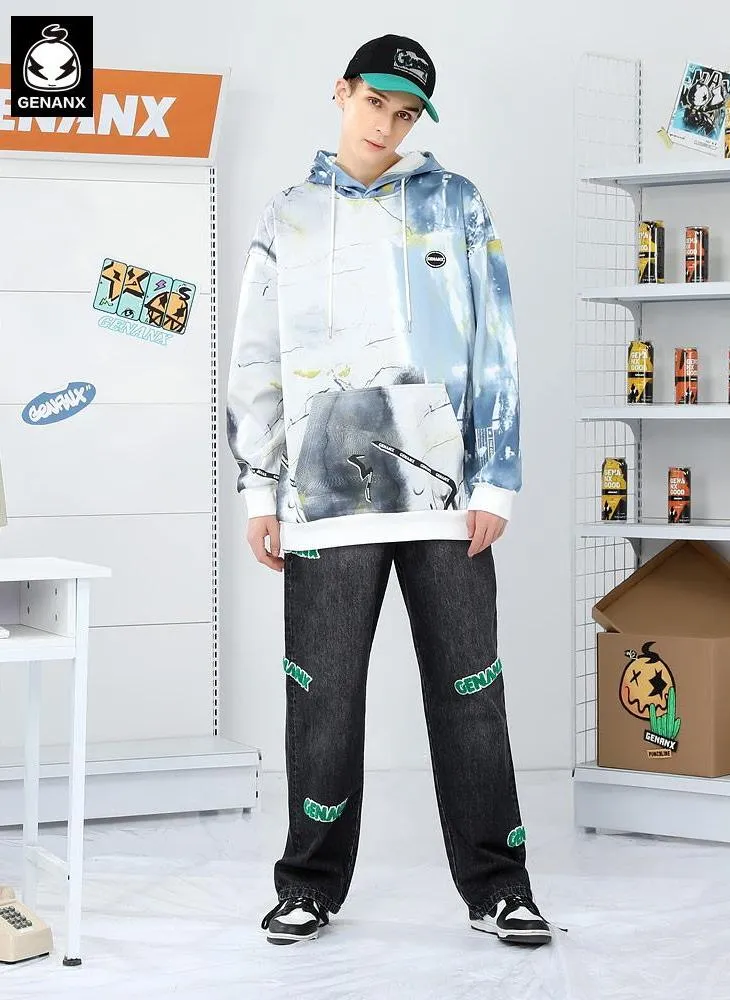 Marble Print Graffiti Space Cotton Hoodies