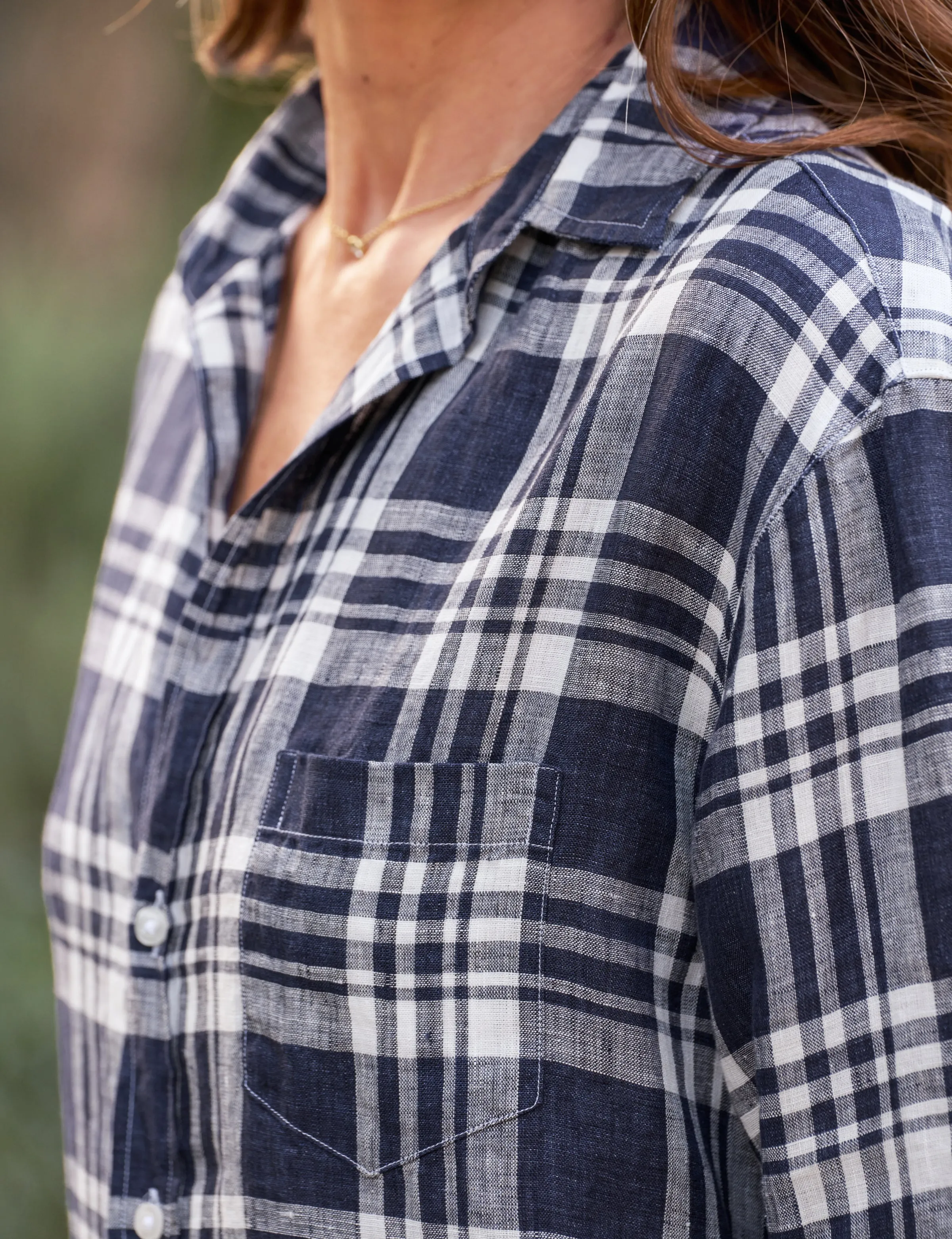 MARY Navy and White Plaid, Classic Linen