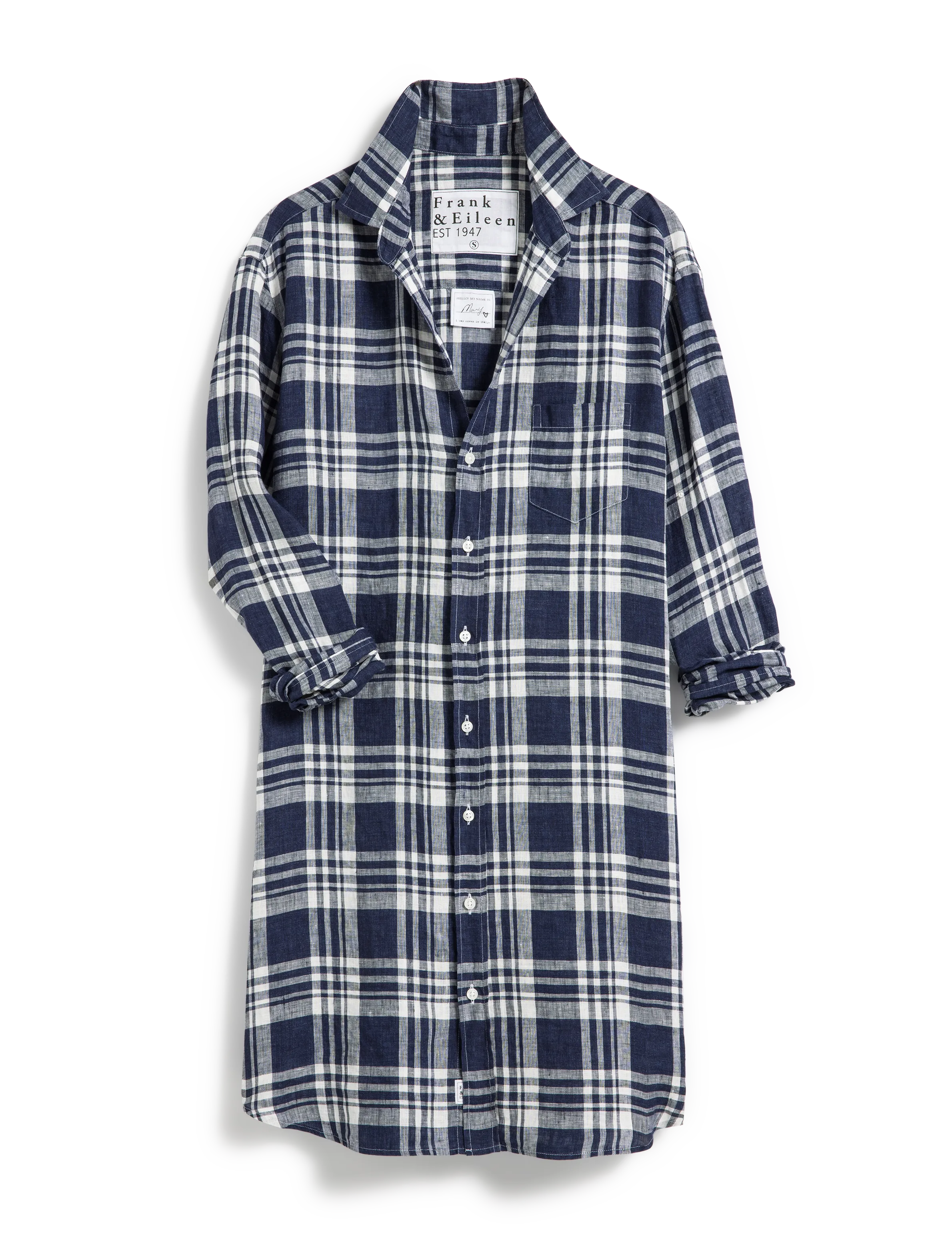 MARY Navy and White Plaid, Classic Linen