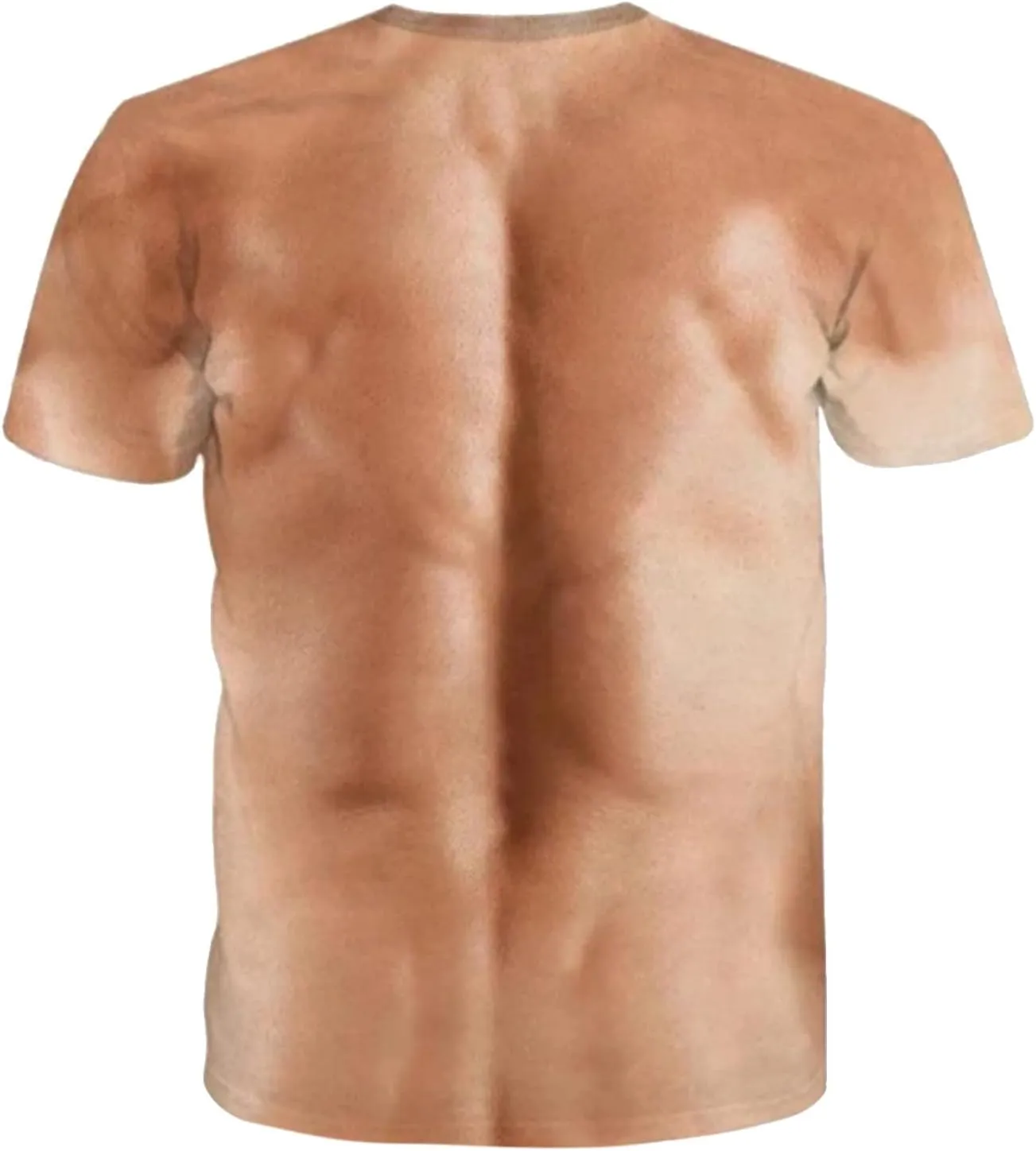 Men's Fake Muscle Short Sleeve T-Shirt Funny Casual 3D Graphic Tees Tops Lightweight Holiday Ugly Novelty Shirt Gift