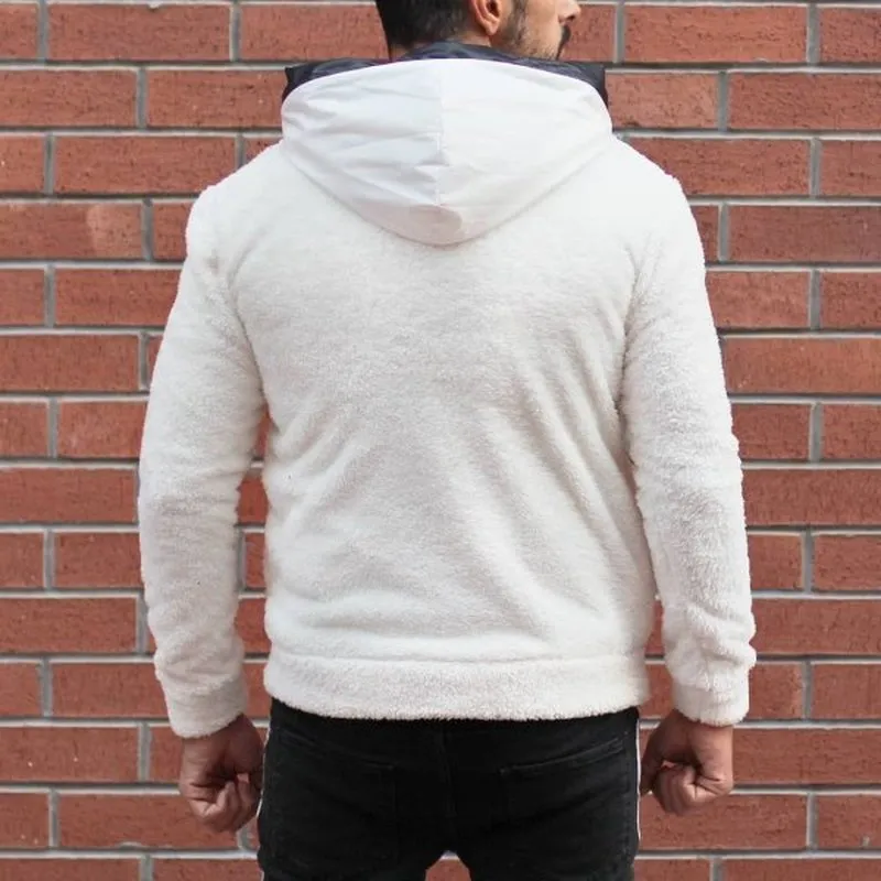 Men'S Fashion Modern Plush Zipper Long Sleeve Hoodie
