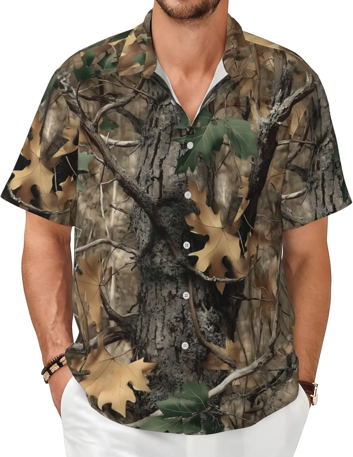 Men's Hawaiian Beach Shirt, Short Sleeve Shirts for Men, Quick-Dry Button Up Shirt