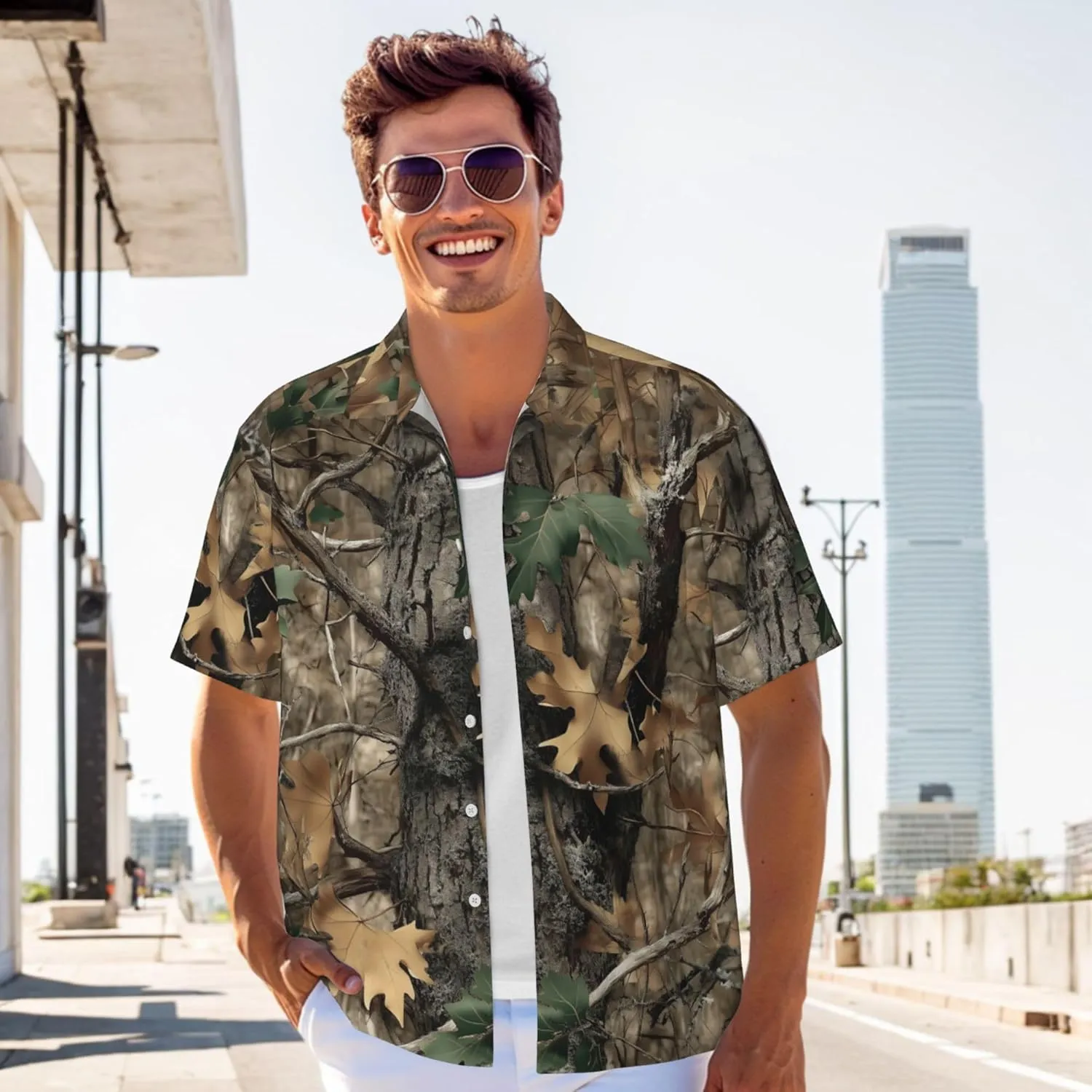 Men's Hawaiian Beach Shirt, Short Sleeve Shirts for Men, Quick-Dry Button Up Shirt