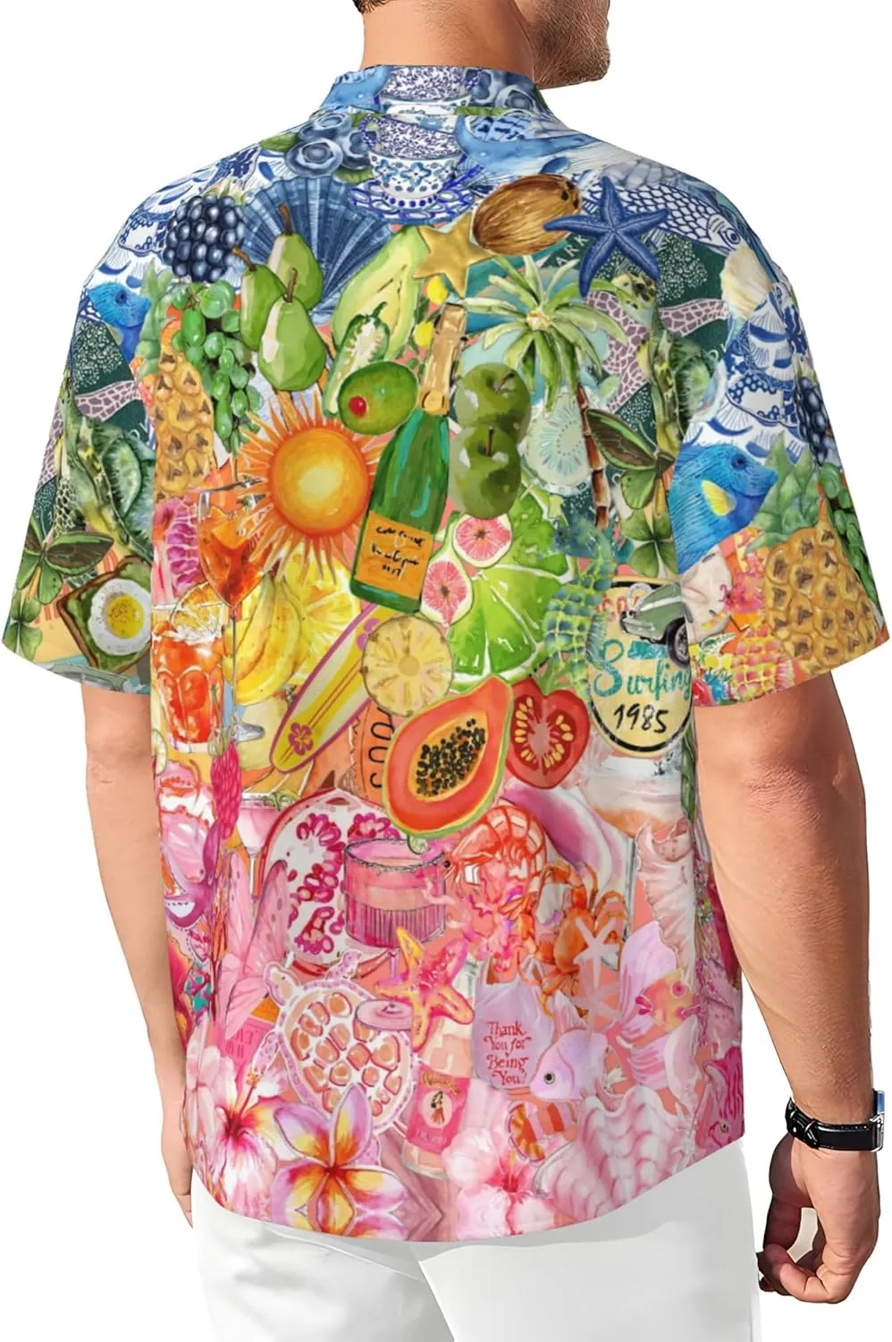 Men's Hawaiian Beach Shirt, Short Sleeve Shirts for Men, Quick-Dry Button Up Shirt
