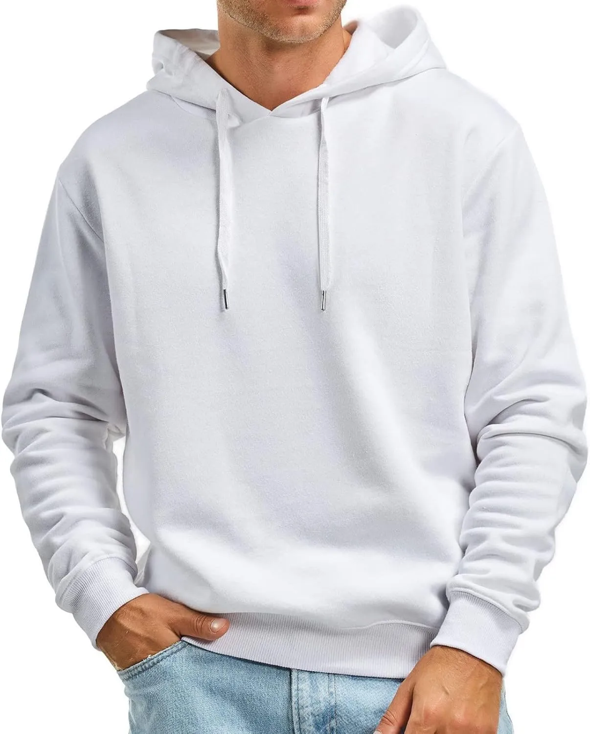 Mens Hoodie, Mens Fashion Athletic Hoodies Sports Sweatshirt Solid Color Fleece Pullover Casual Drawstring Y2K Hoodie