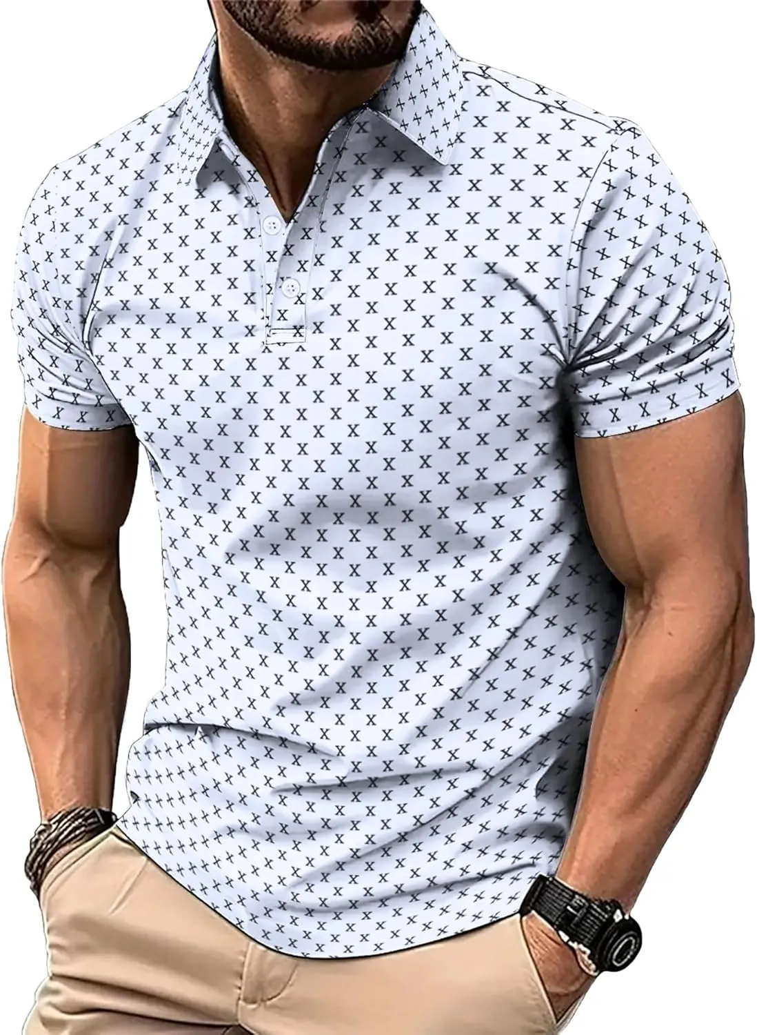 Men's Performance Golf Polo Shirt Moisture Wicking Quick Dry Short Sleeve Polo Shirts for Men Casual Activewear