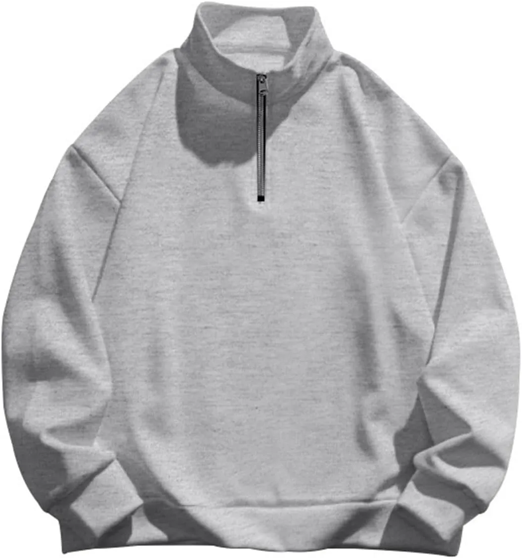 Mens Quarter Zip Up Pullover Lightweight Mock Neck Sweatshirt Casual Long Sleeve Shirt 1/4 Zip Pullover Mens 2024