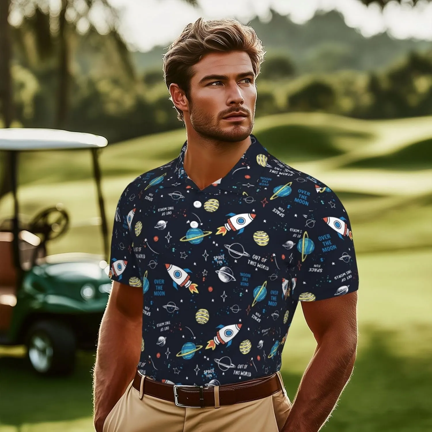 Mens Shirt Short Sleeve Dry Fit Performance Athletic Sports Daily Casual Collared Shirts for Men