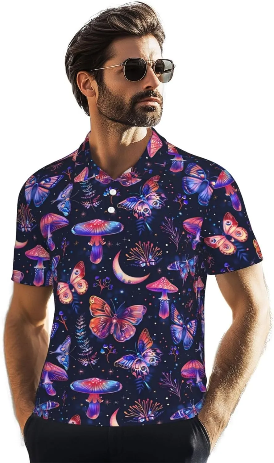 Mens Shirt Short Sleeve Dry Fit Performance Athletic Sports Daily Casual Collared Shirts for Men