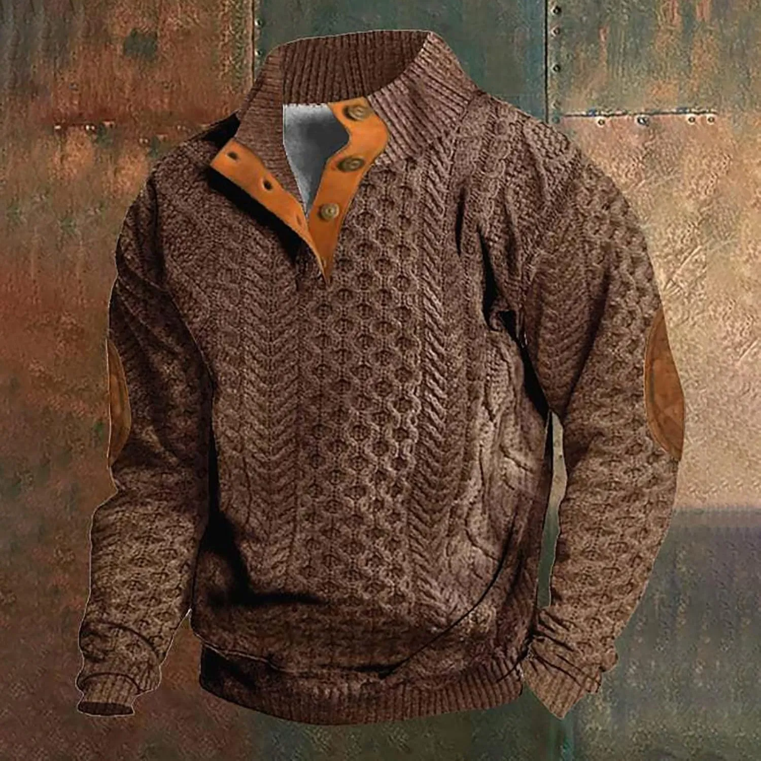 Men's Western Aztec Sweatshirts Size Sweater Retro Tops with Elbow Patches 2024 Mens Big And Tall Sweaters Mens