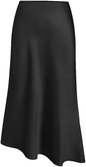 Midi Asymmetrical Slit Satin Skirt for Women Spring Summer Elegant High Waist A-Line Midi Skirts