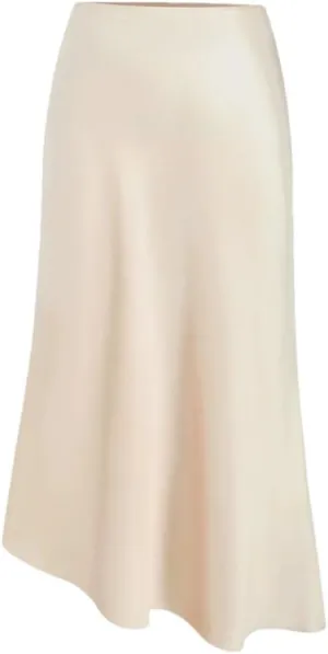 Midi Asymmetrical Slit Satin Skirt for Women Spring Summer Elegant High Waist A-Line Midi Skirts