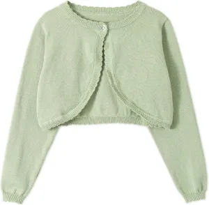 Miipat Toddler Girls Cardigan Long Sleeve Bolero Shrug Kids Knit Sweater Cover Up Button Closure Cropped Tops