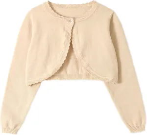 Miipat Toddler Girls Cardigan Long Sleeve Bolero Shrug Kids Knit Sweater Cover Up Button Closure Cropped Tops