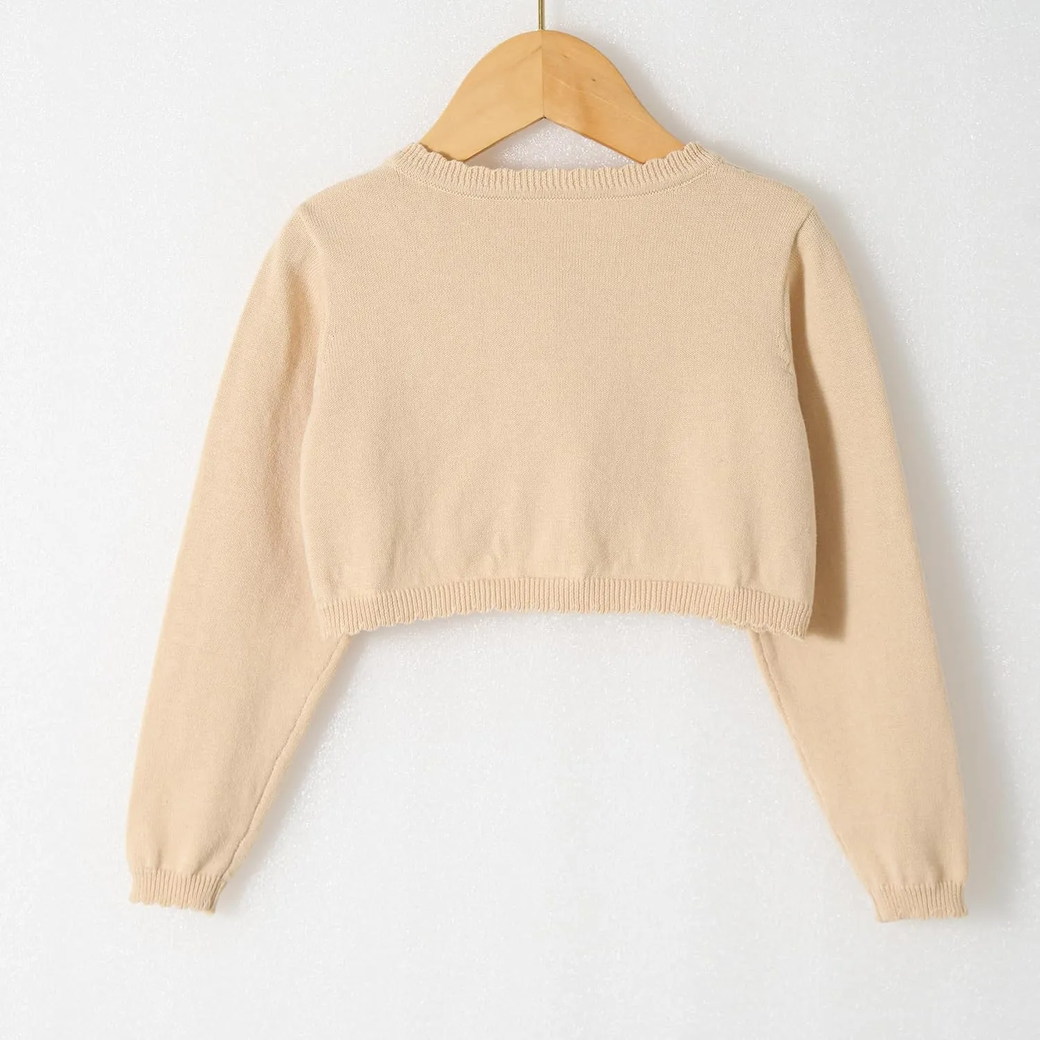 Miipat Toddler Girls Cardigan Long Sleeve Bolero Shrug Kids Knit Sweater Cover Up Button Closure Cropped Tops