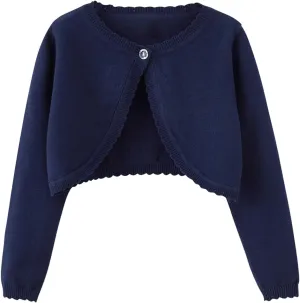 Miipat Toddler Girls Cardigan Long Sleeve Bolero Shrug Kids Knit Sweater Cover Up Button Closure Cropped Tops