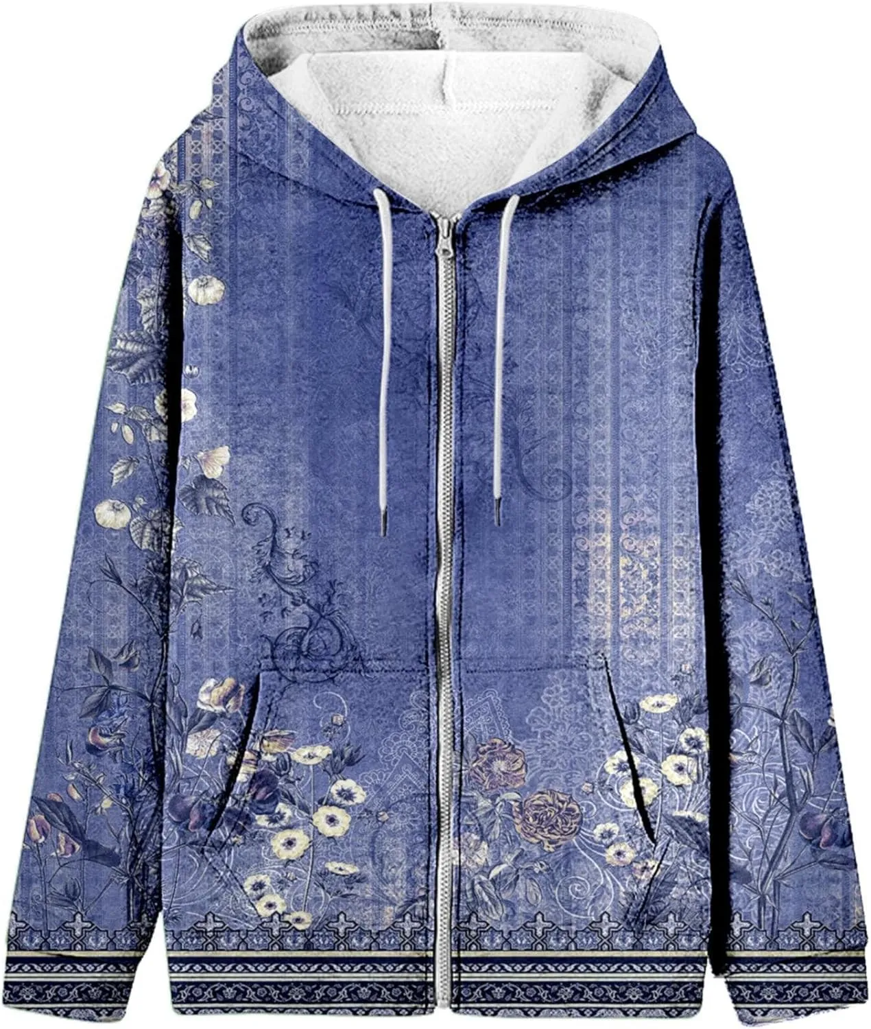 Muyise Women's Oversized Sweatshirt Full Zip Up Hoodie Long Sleeve Casual Drawstring Hooded Jackets Trendy Fall Outfits