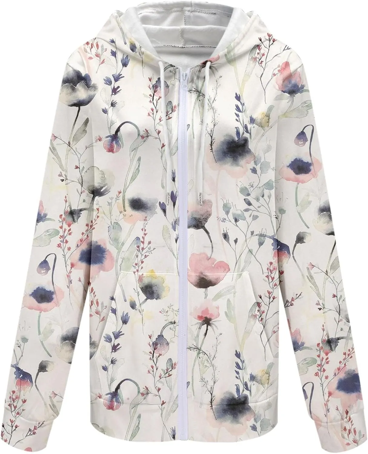 Muyise Women's Oversized Sweatshirt Full Zip Up Hoodie Long Sleeve Casual Drawstring Hooded Jackets Trendy Fall Outfits