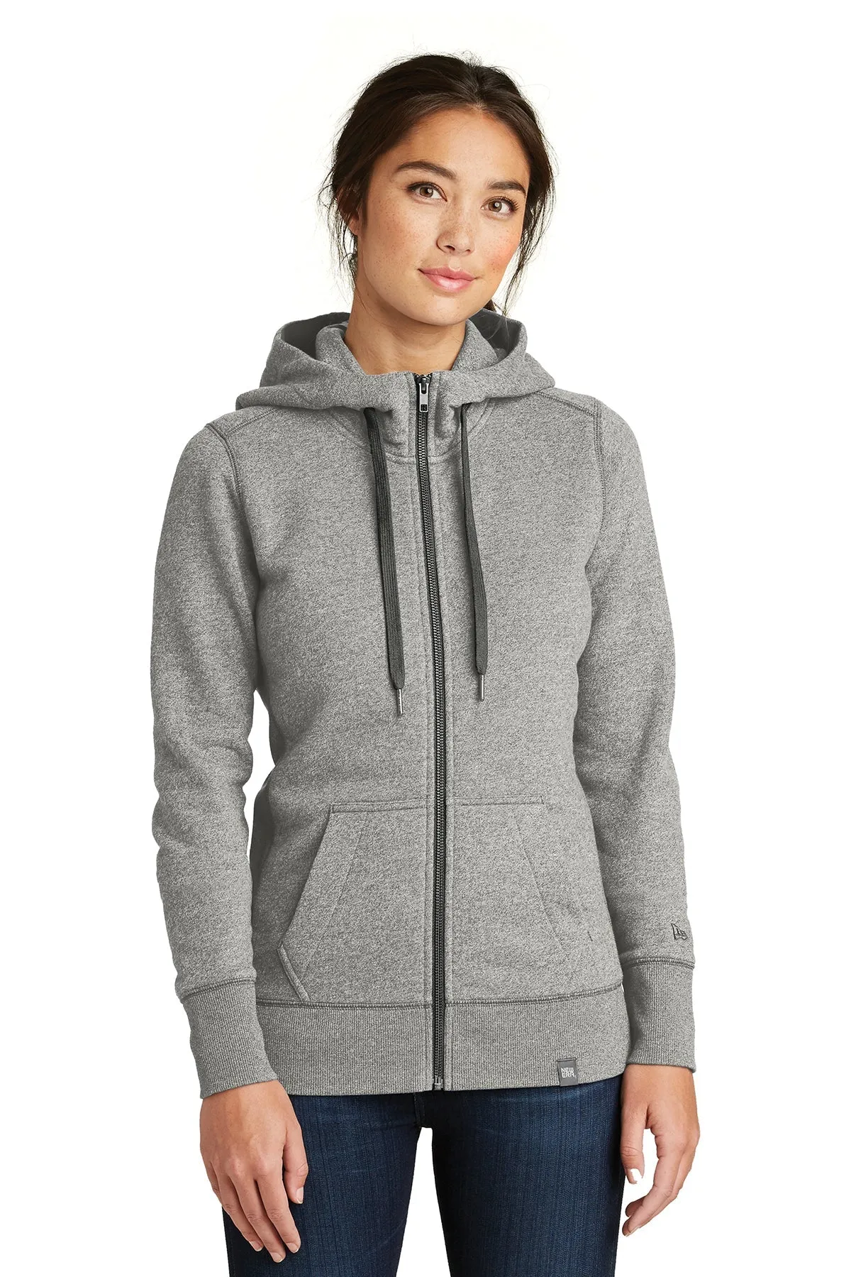 New Era Ladies French Terry Custom Zip Hoodies, Light Graphite Twist