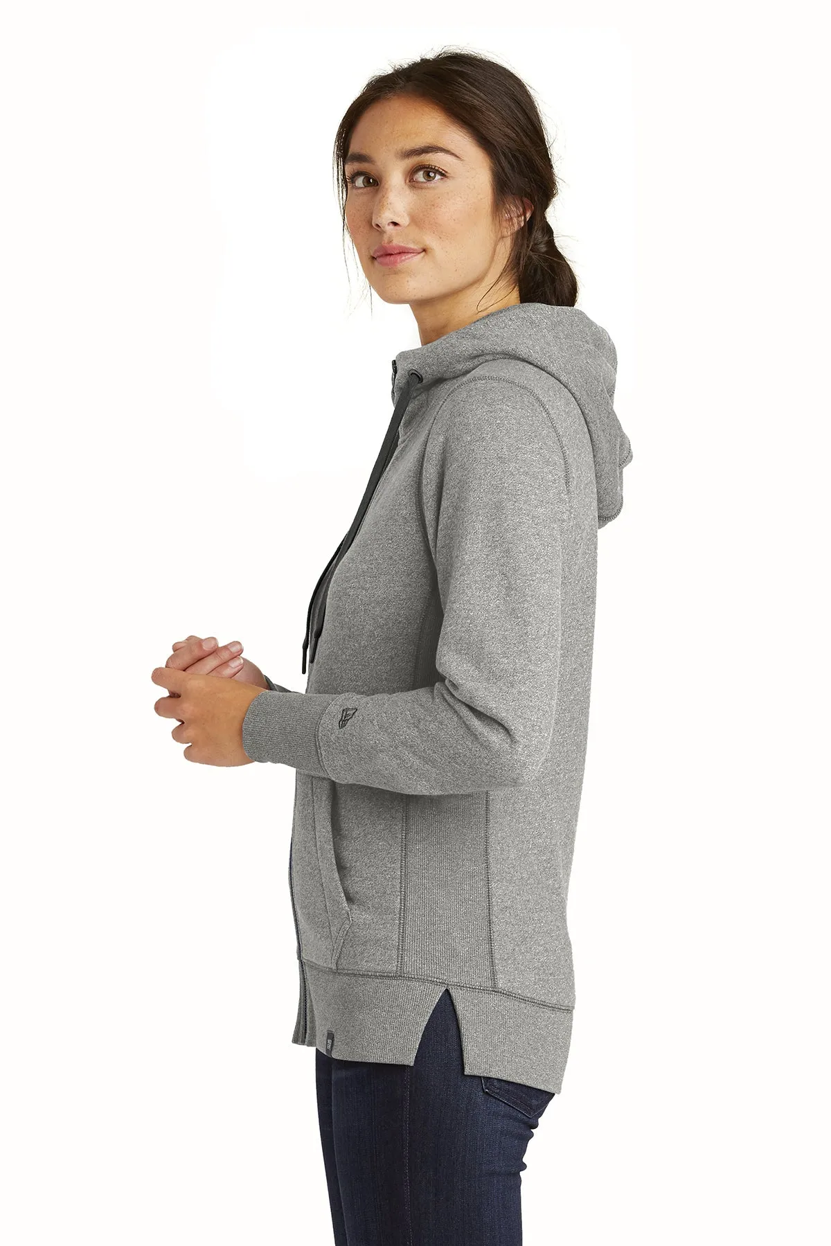 New Era Ladies French Terry Custom Zip Hoodies, Light Graphite Twist