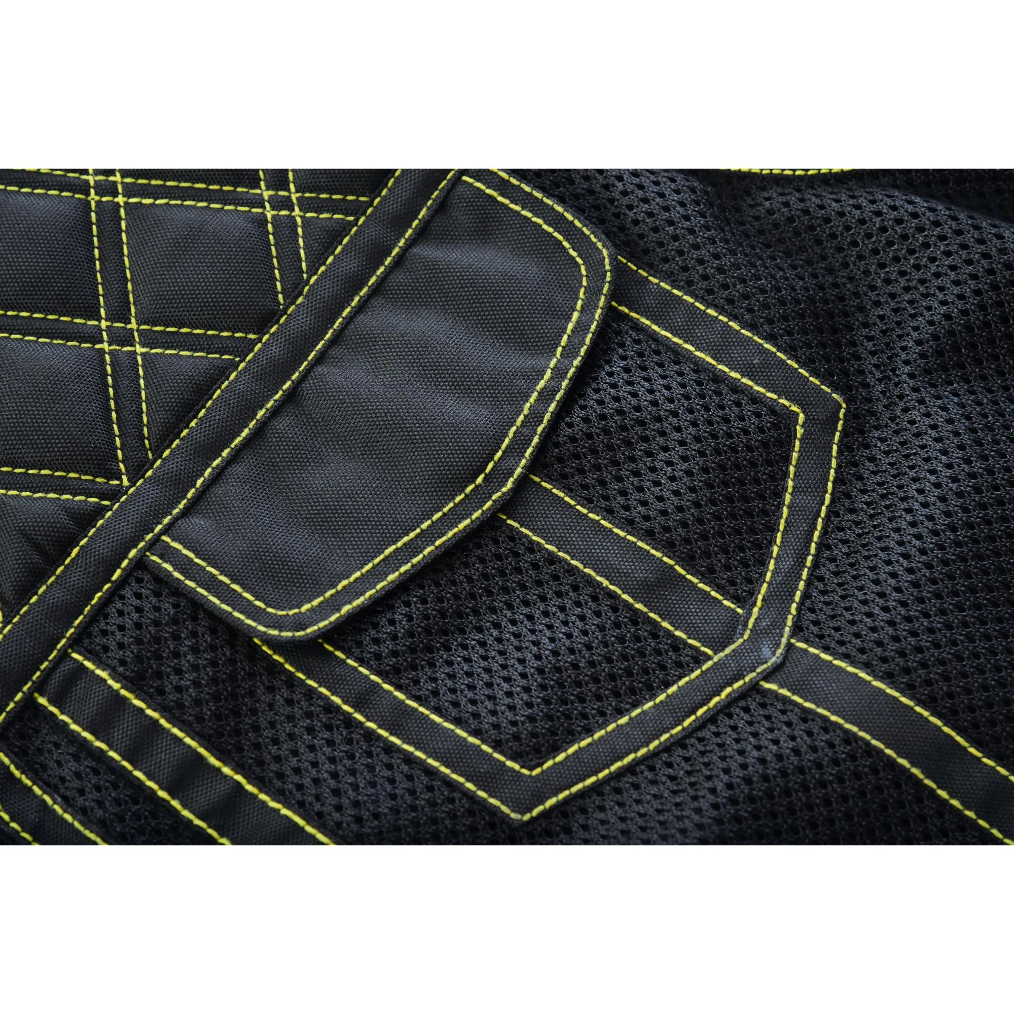 Nitro Rush Men’s Black Mesh Textile Vest with Yellow Diamond Stitch