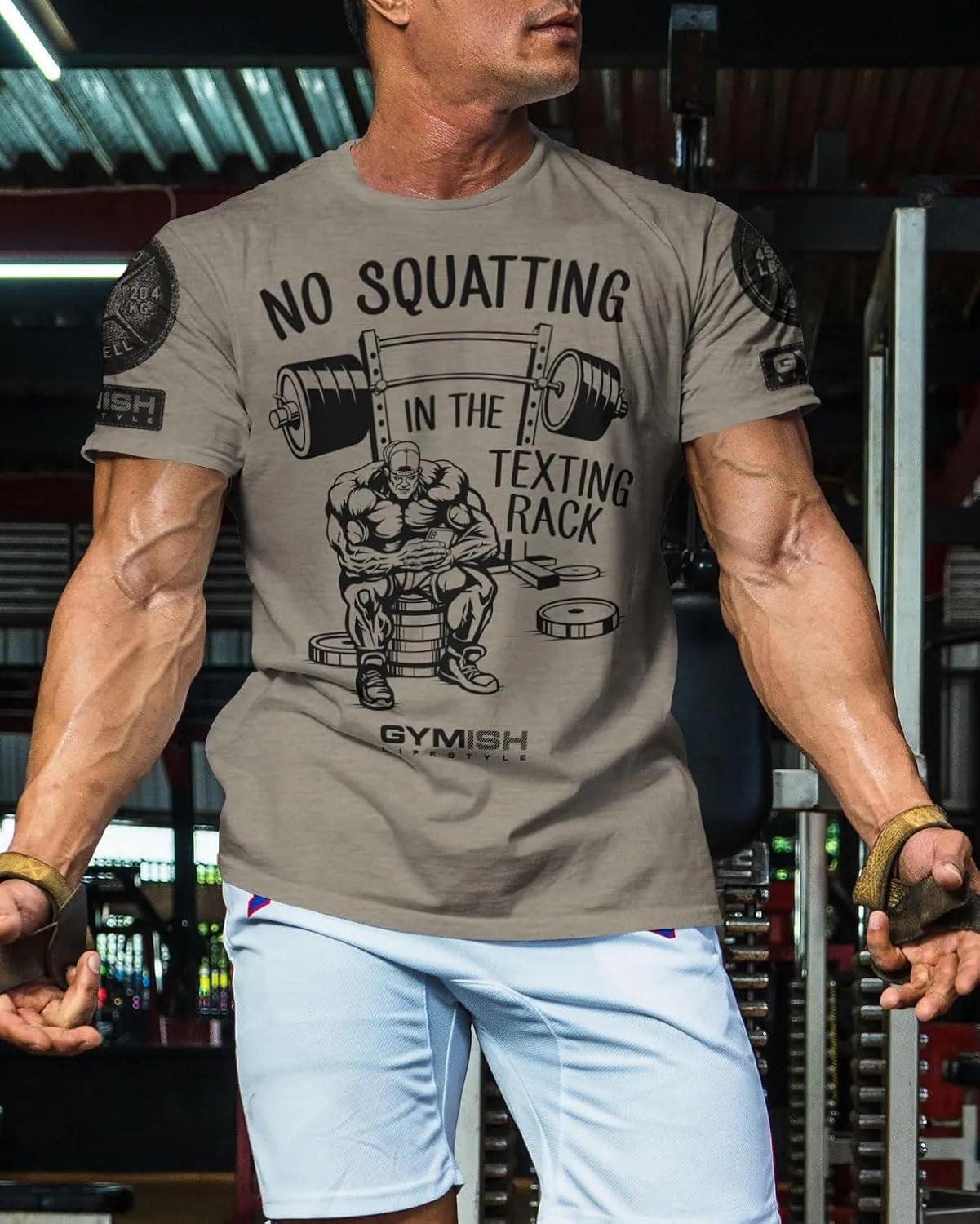 No Squatting in The Texting Rack Workout Motivation for Gym Men Tshirt