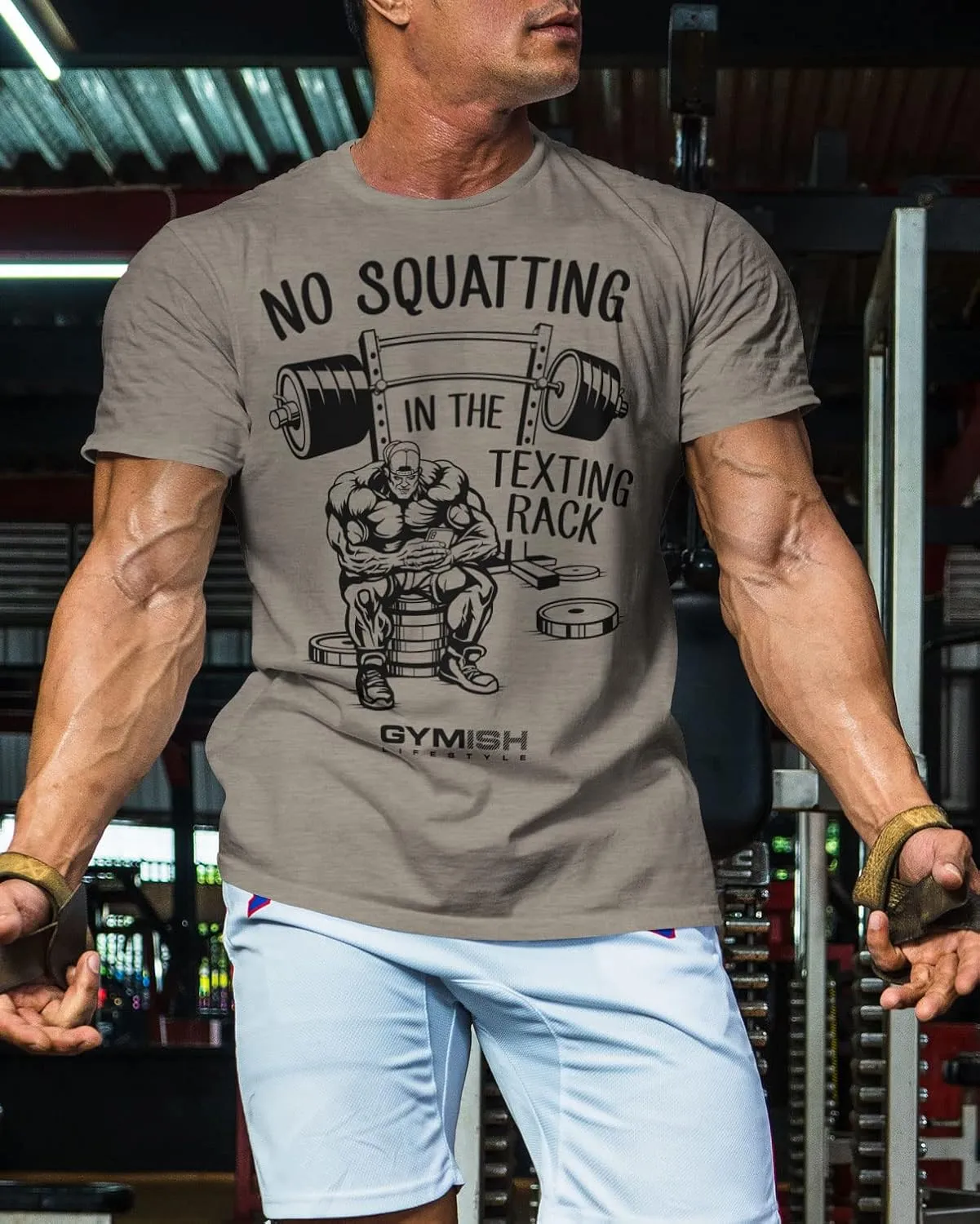 No Squatting in The Texting Rack Workout Motivation for Gym Men Tshirt