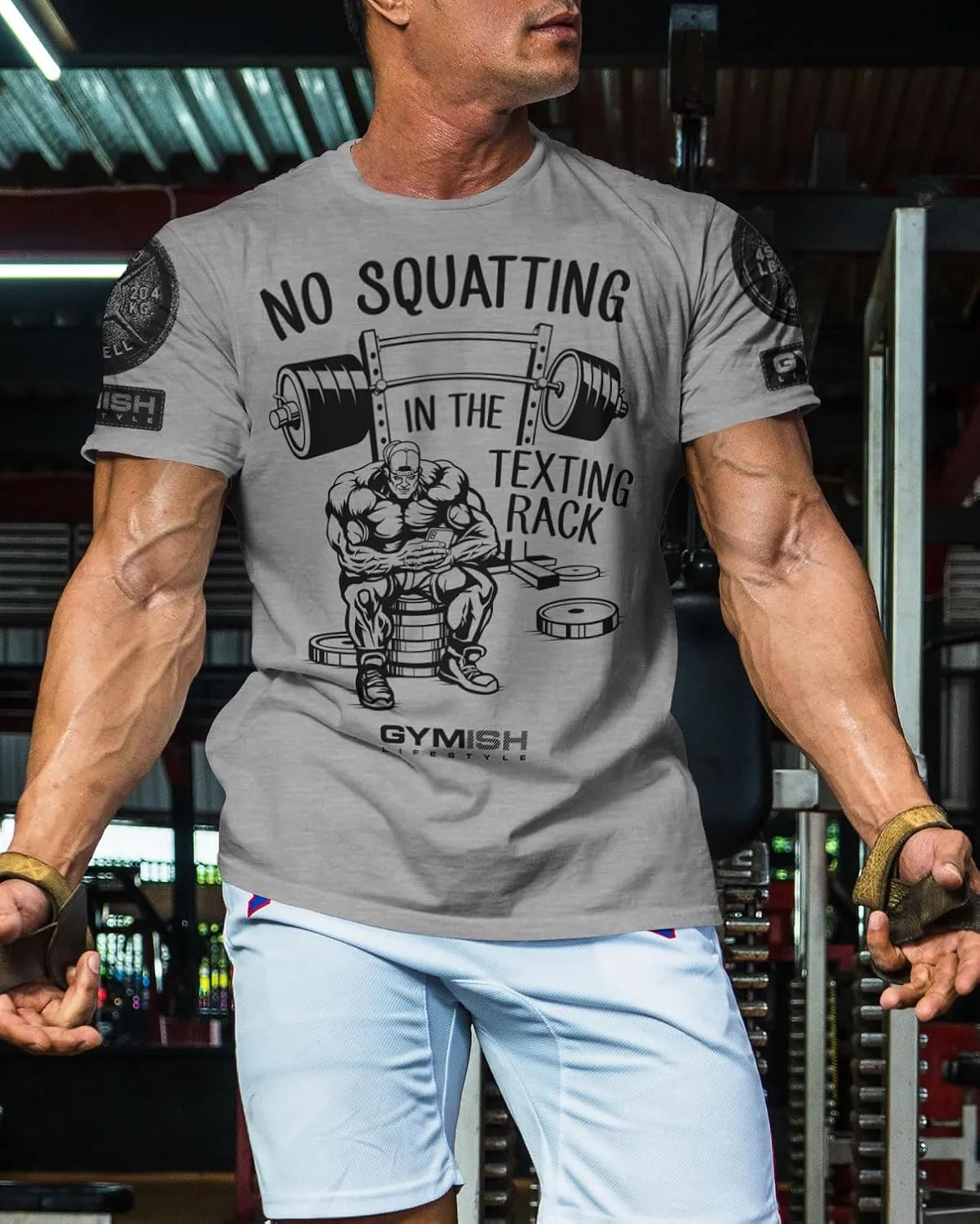 No Squatting in The Texting Rack Workout Motivation for Gym Men Tshirt