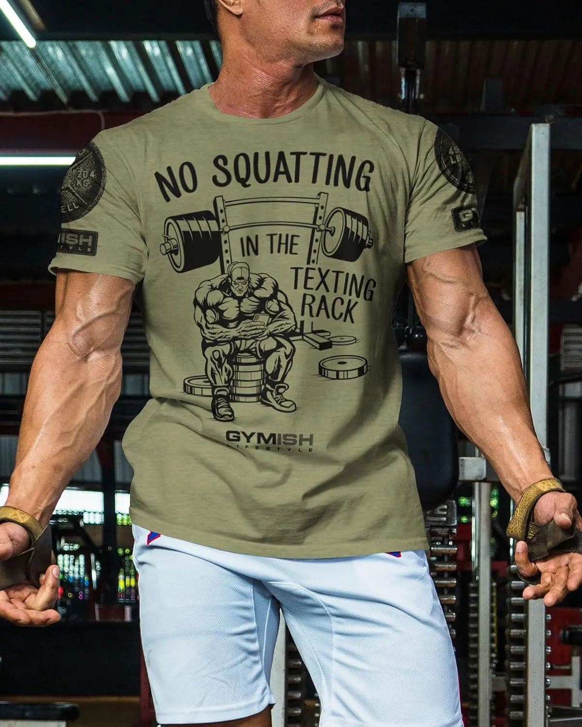 No Squatting in The Texting Rack Workout Motivation for Gym Men Tshirt