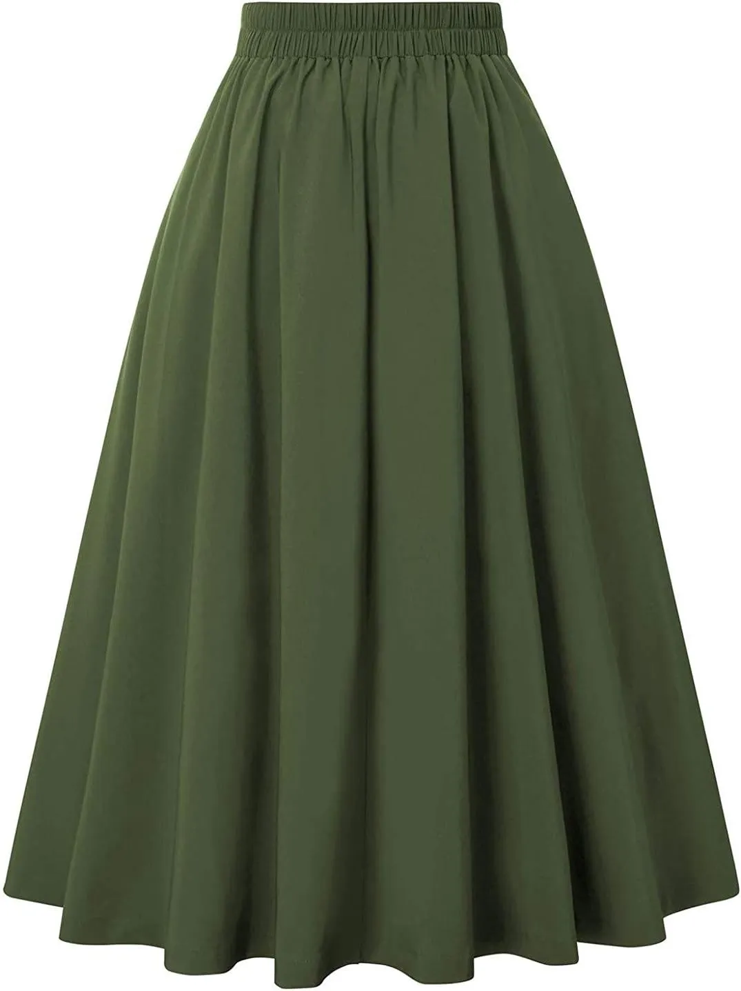 NREALY New Women's High Waist Pleated A Line Long Skirt Front Slit Belted Maxi Skirt