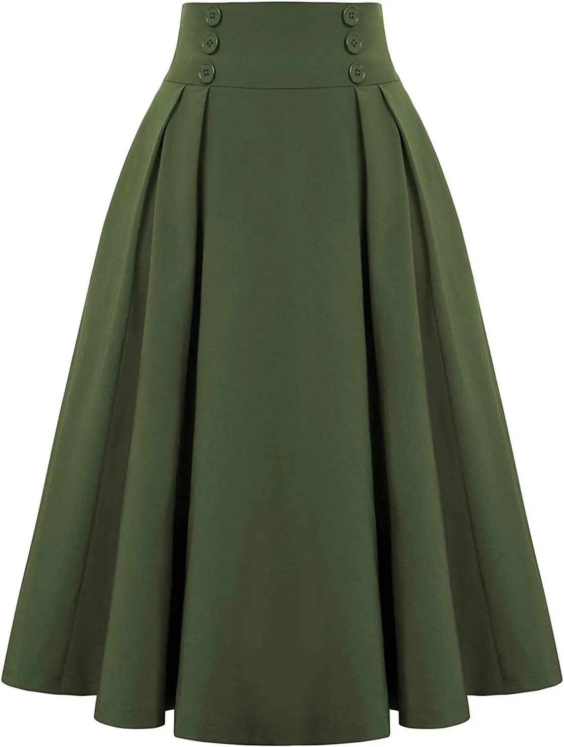 NREALY New Women's High Waist Pleated A Line Long Skirt Front Slit Belted Maxi Skirt