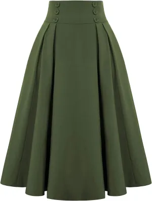 NREALY New Women's High Waist Pleated A Line Long Skirt Front Slit Belted Maxi Skirt