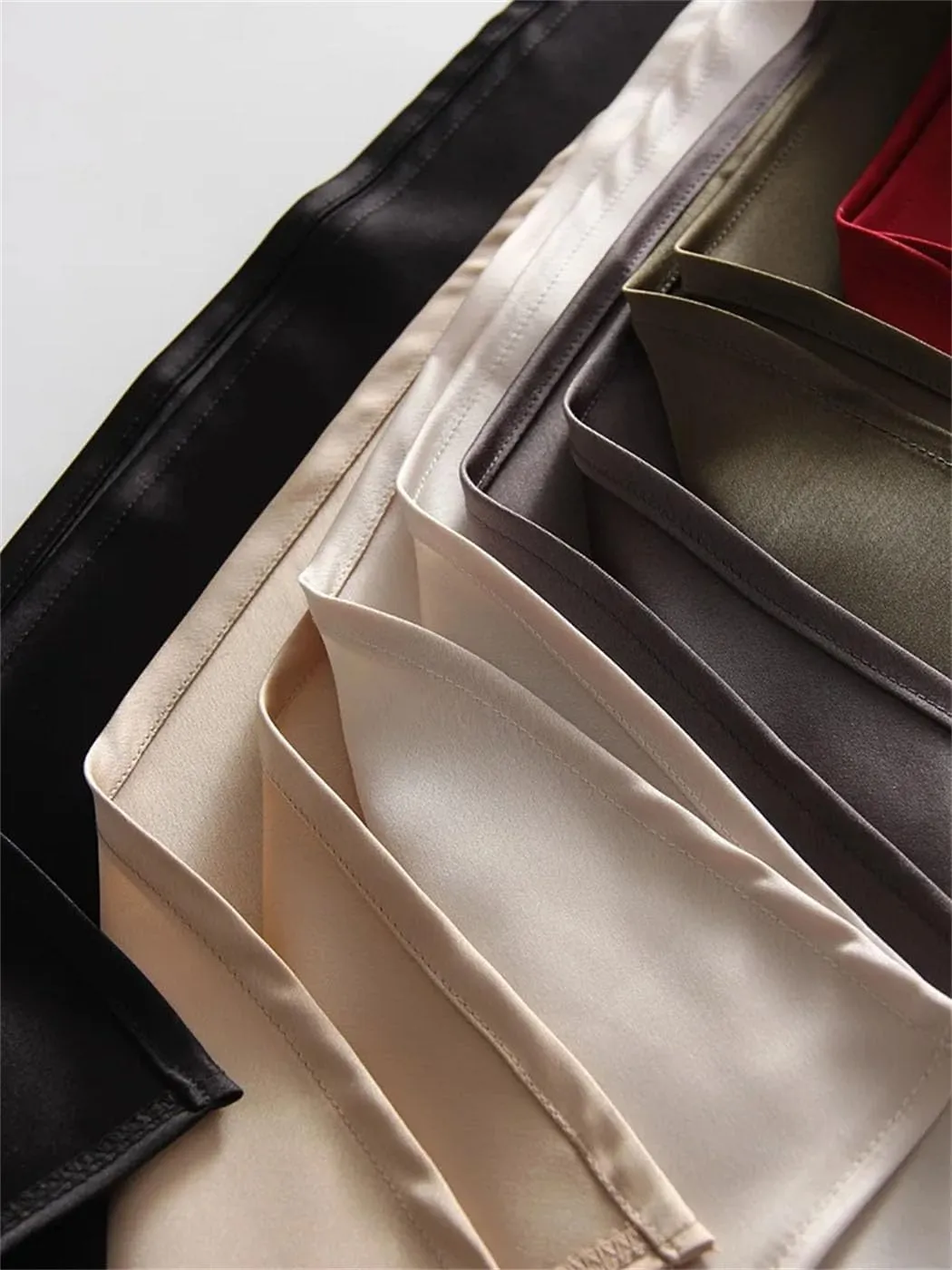 Office Midi Skirts for Women High Waist Elegant Silk Skirt Solid Color Satin Skirt with Slit On The Side