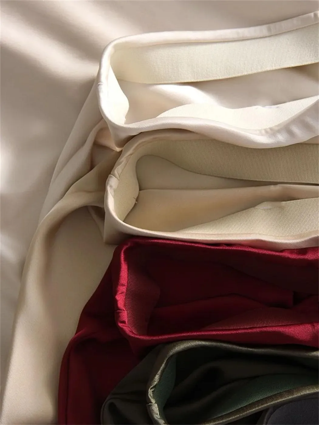 Office Midi Skirts for Women High Waist Elegant Silk Skirt Solid Color Satin Skirt with Slit On The Side