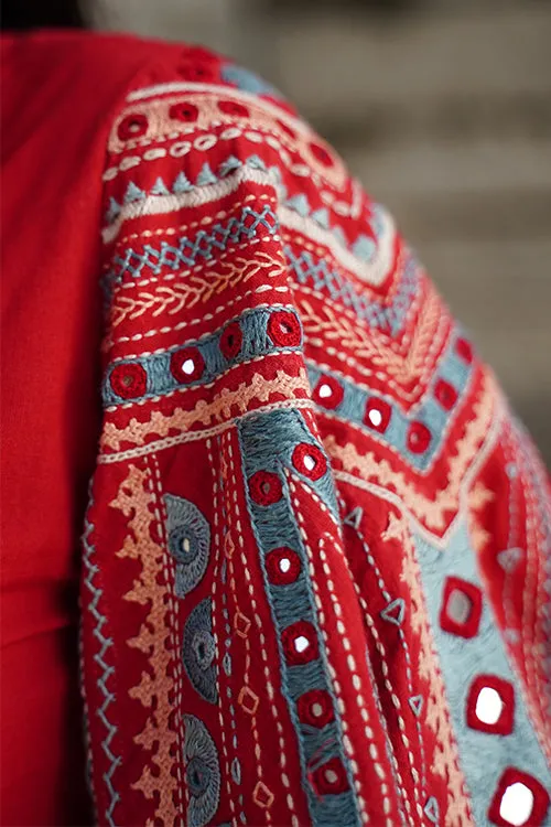 Okhai "Rangeelo" Hand-Embroidered Mirrorwork Pure Cotton Wrap Blouse