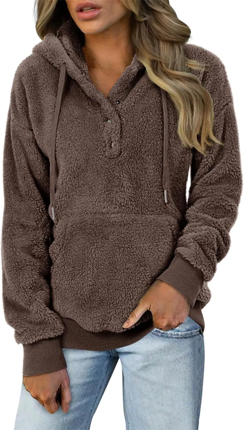 onlypuff Sherpa Pullover Sweaters for Women Fleece Sweatshirts Winter Warm Tunic Tops Pullover