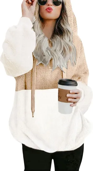 onlypuff Sherpa Pullover Sweaters for Women Fleece Sweatshirts Winter Warm Tunic Tops Pullover