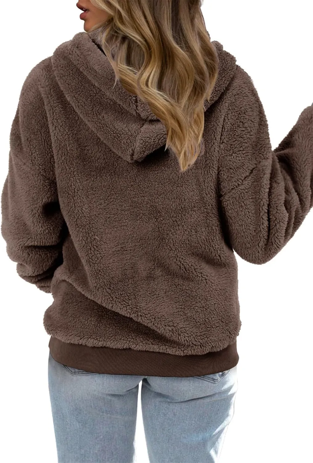 onlypuff Sherpa Pullover Sweaters for Women Fleece Sweatshirts Winter Warm Tunic Tops Pullover