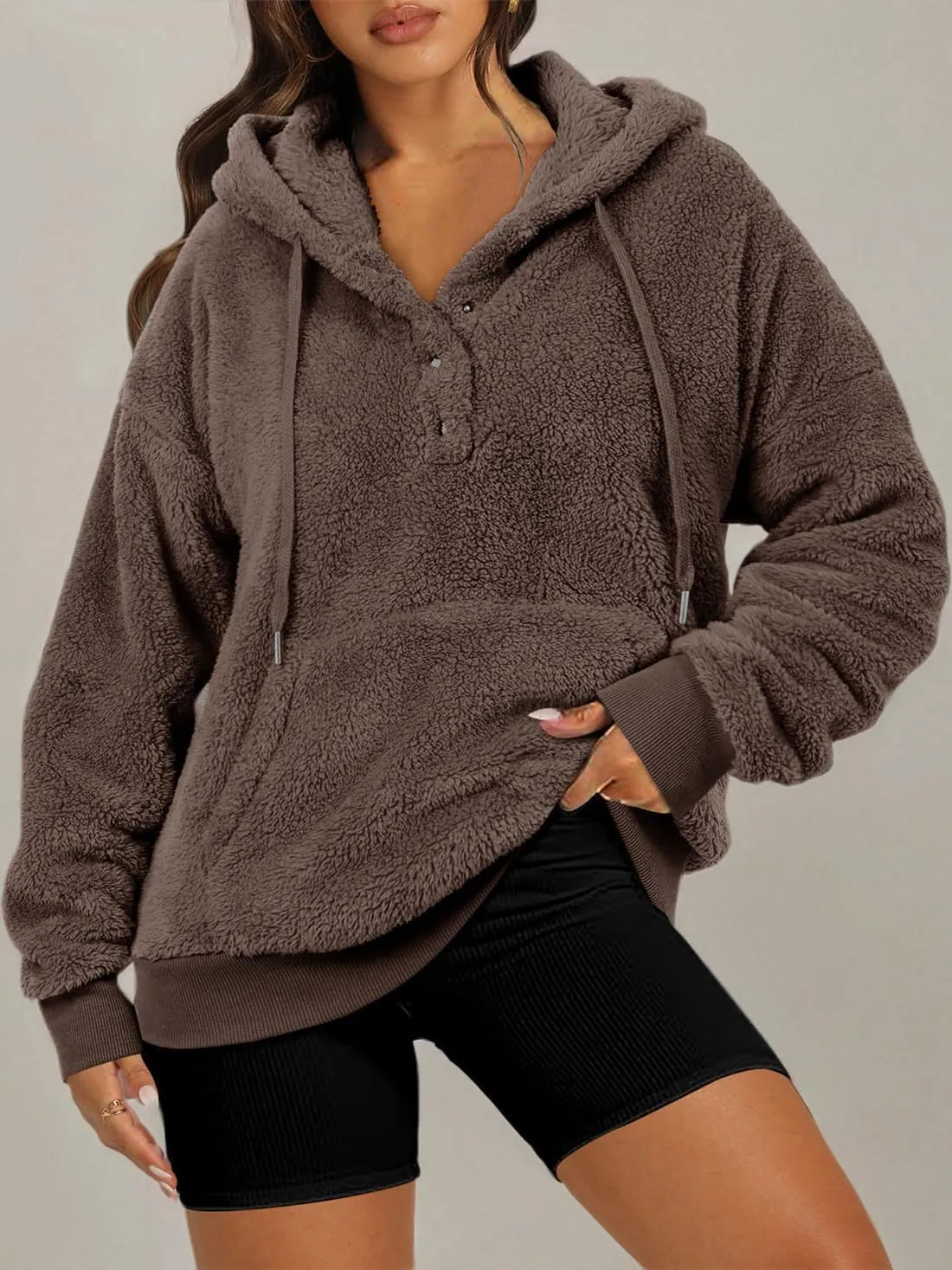 onlypuff Sherpa Pullover Sweaters for Women Fleece Sweatshirts Winter Warm Tunic Tops Pullover