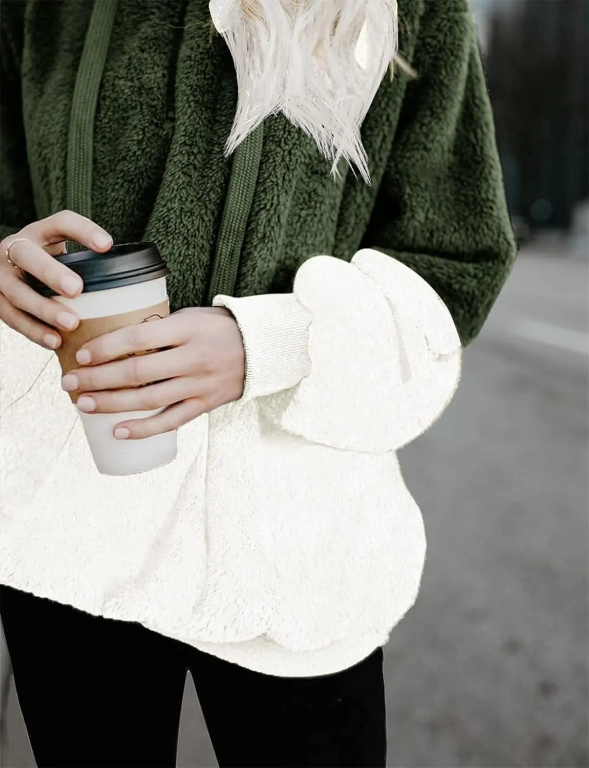 onlypuff Sherpa Pullover Sweaters for Women Fleece Sweatshirts Winter Warm Tunic Tops Pullover