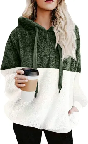 onlypuff Sherpa Pullover Sweaters for Women Fleece Sweatshirts Winter Warm Tunic Tops Pullover