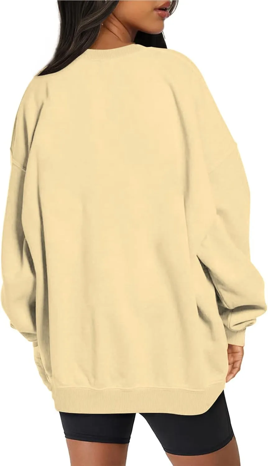 Oversized Crewneck Sweatshirt Women Trendy y2k Clothes Teen Girls Long Sleeve Drop Shoulder Pullover Fleece Sweatshirts